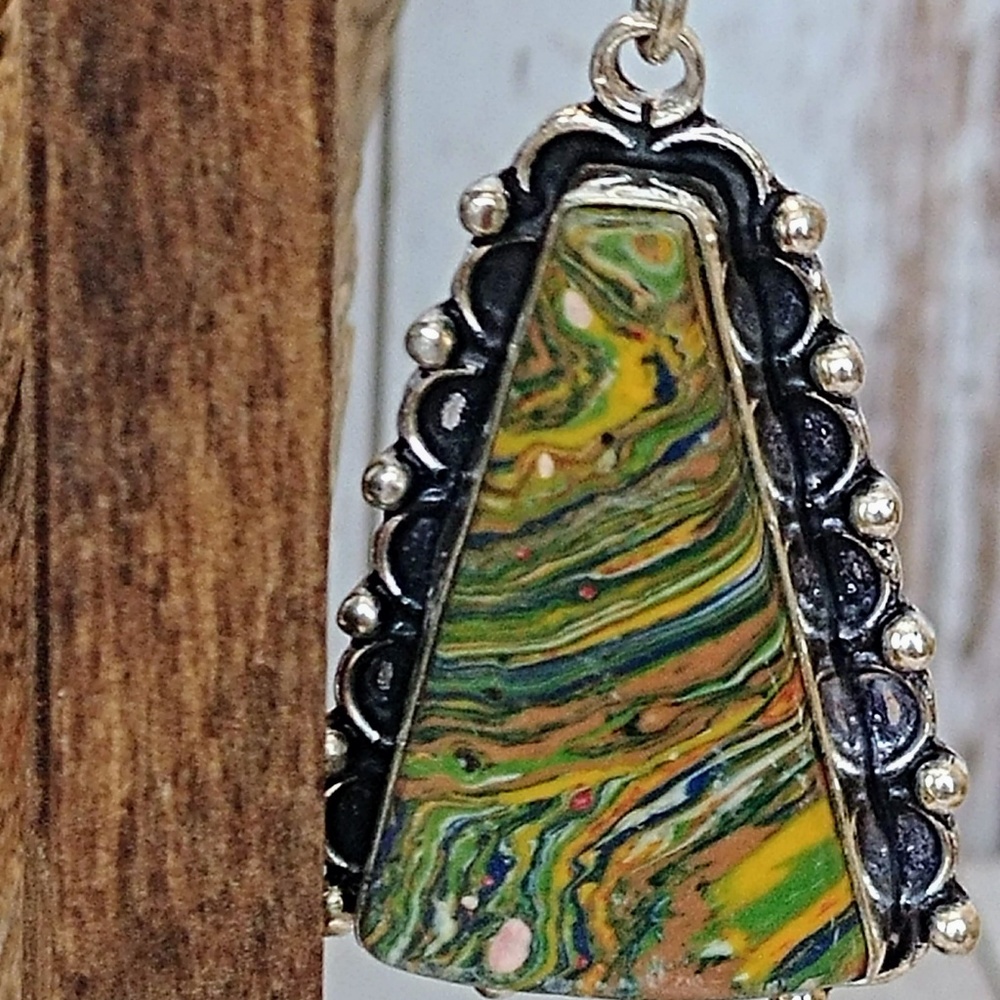 Artisan Rainbow Calsilica Earriings - Picture 2 of 3